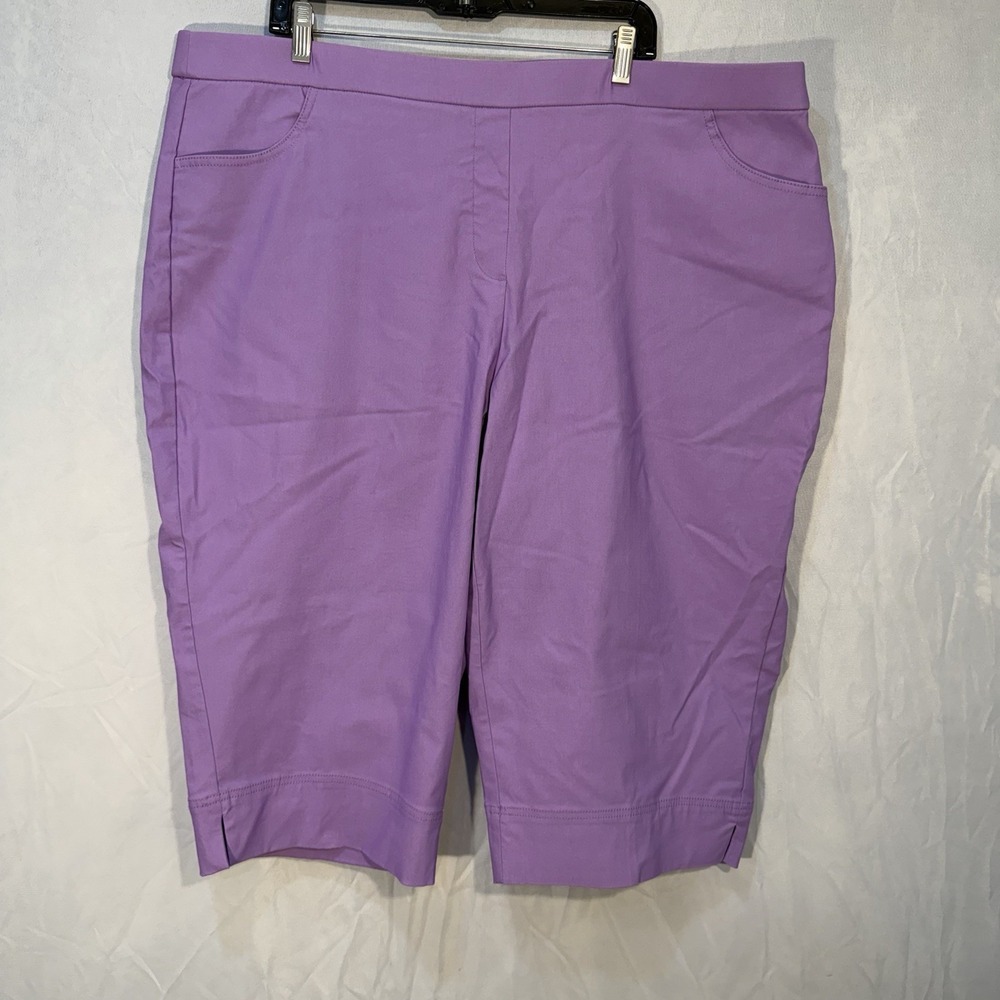 Alfred Dunner Plus Size Classic Tummy-Control Fit Bermuda Shorts S 24W Purple - Picture 5 of 9